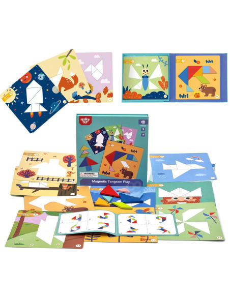 TOOKY TOY Puzzle Tangram Układanka dla Dzieci Nauka Kształtów Figury Kształty 18el.