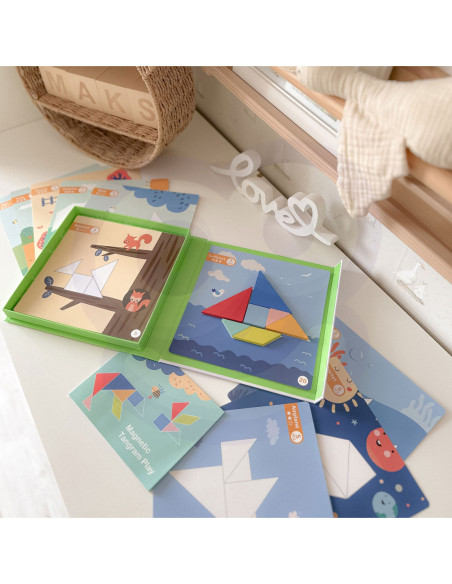 TOOKY TOY Puzzle Tangram Układanka dla Dzieci Nauka Kształtów Figury Kształty 18el.