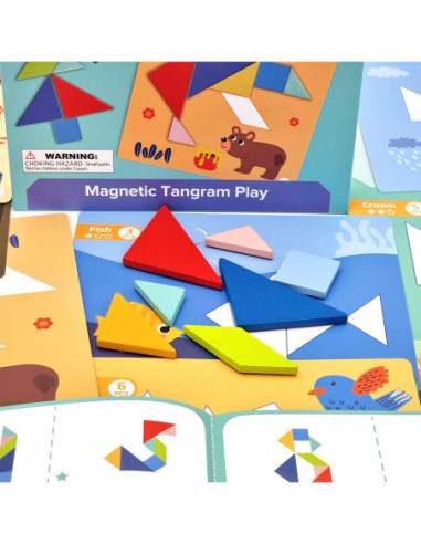TOOKY TOY Puzzle Tangram Układanka dla Dzieci Nauka Kształtów Figury Kształty 18el.