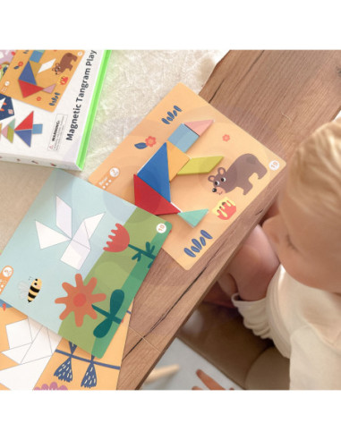 TOOKY TOY Puzzle Tangram Układanka dla Dzieci Nauka Kształtów Figury Kształty 18el.