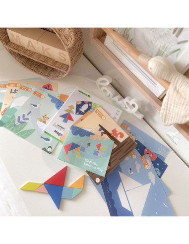 TOOKY TOY Puzzle Tangram Układanka dla Dzieci Nauka Kształtów Figury Kształty 18el.