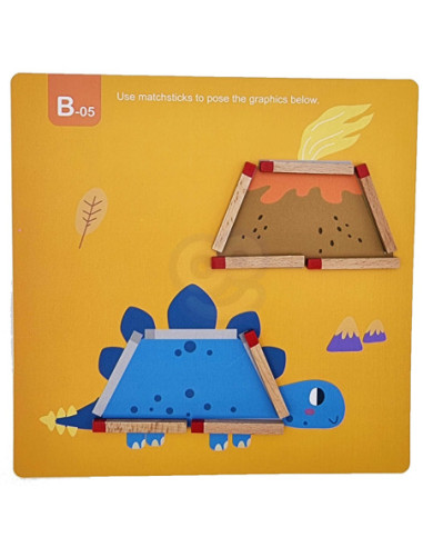 Tooky Toy Drewniana Układanka Gra Logiczna Łamigłówki Zapałki Magnetyczne dla Dzieci 58 el.