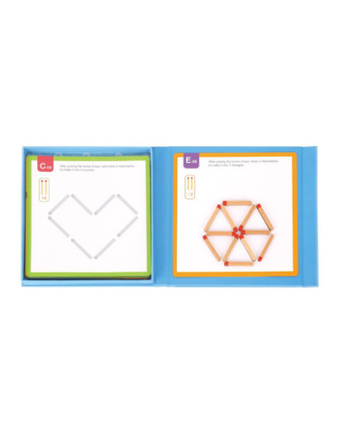 Tooky Toy Drewniana Układanka Gra Logiczna Łamigłówki Zapałki Magnetyczne dla Dzieci 58 el.