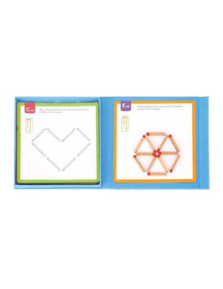 Tooky Toy Drewniana Układanka Gra Logiczna Łamigłówki Zapałki Magnetyczne dla Dzieci 58 el.