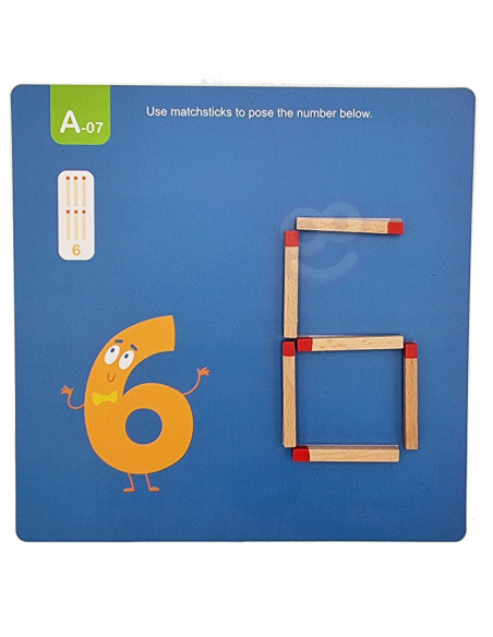 Tooky Toy Drewniana Układanka Gra Logiczna Łamigłówki Zapałki Magnetyczne dla Dzieci 58 el.