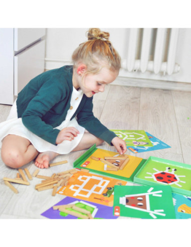 Tooky Toy Układanka Gra Logiczna Łamigłówki Klocki Magnetyczne dla Dzieci 49 el.