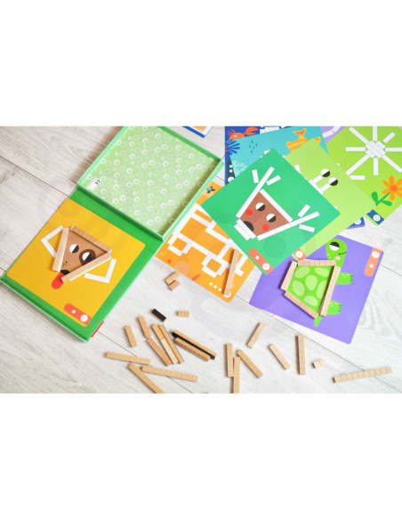 Tooky Toy Układanka Gra Logiczna Łamigłówki Klocki Magnetyczne dla Dzieci 49 el.