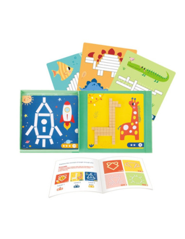 Tooky Toy Układanka Gra Logiczna Łamigłówki Klocki Magnetyczne dla Dzieci 49 el.