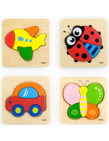 VIGA Pierwsze drewniane Puzzle maluszka Biedronka