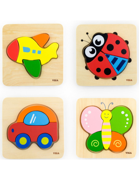 VIGA Pierwsze drewniane Puzzle maluszka Biedronka