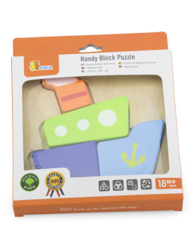 VIGA Pierwsze drewniane Puzzle maluszka Statek