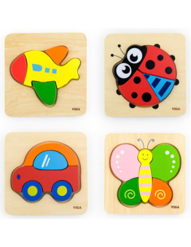 VIGA Pierwsze drewniane Puzzle maluszka Samochód