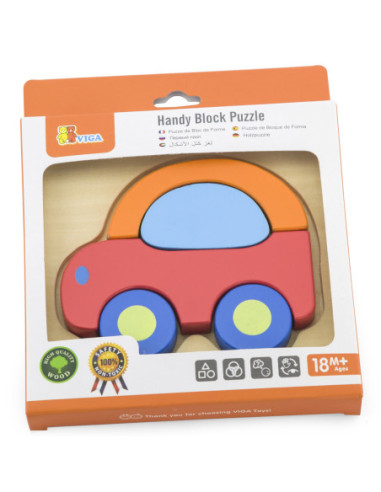 VIGA Pierwsze drewniane Puzzle maluszka Samochód