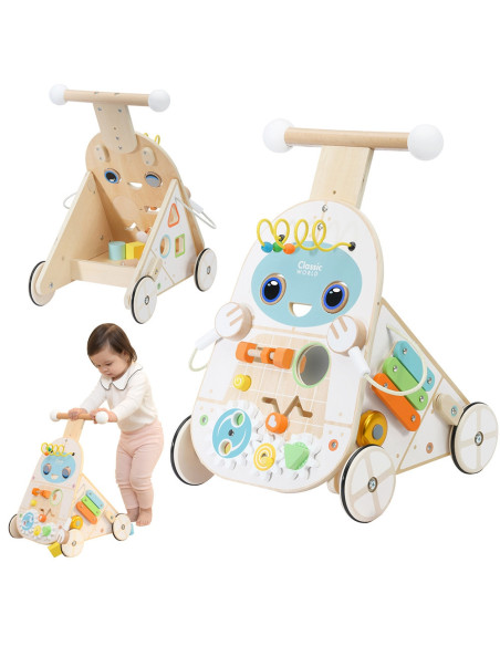 CLASSIC WORLD Chodzik Pchacz 4w1 Robot Walker dla Dzieci Ksylofon Lustro Sorter