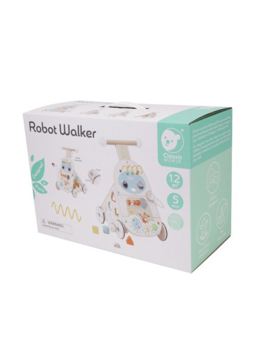 CLASSIC WORLD Chodzik Pchacz 4w1 Robot Walker dla Dzieci Ksylofon Lustro Sorter