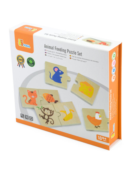 VIGA Drewniane Puzzle Nakarm Zwierzątko Co jedzą Zwierzęta Układanka