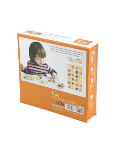 VIGA Drewniane Puzzle Nakarm Zwierzątko Co jedzą Zwierzęta Układanka