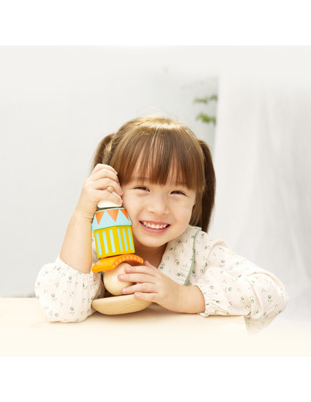 CLASSIC WORLD Drewniana Układanka Piramidka Klocki Balansujący Wesoły Klaun