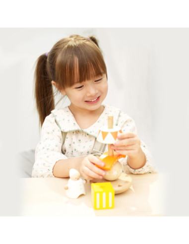 CLASSIC WORLD Drewniana Układanka Piramidka Klocki Balansujący Wesoły Klaun