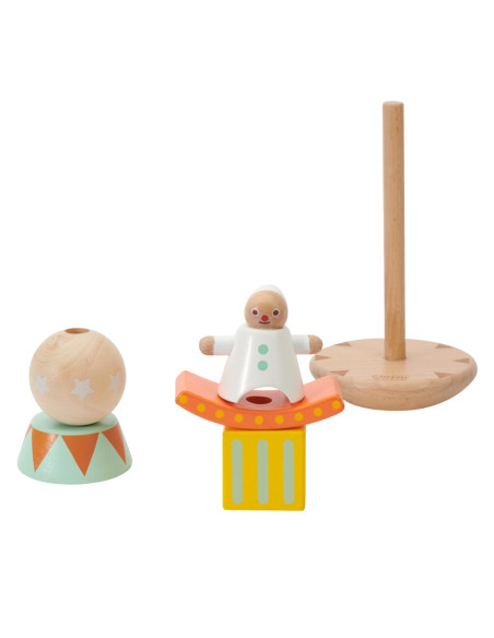 CLASSIC WORLD Drewniana Układanka Piramidka Klocki Balansujący Wesoły Klaun