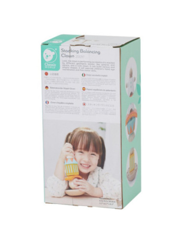 CLASSIC WORLD Drewniana Układanka Piramidka Klocki Balansujący Wesoły Klaun