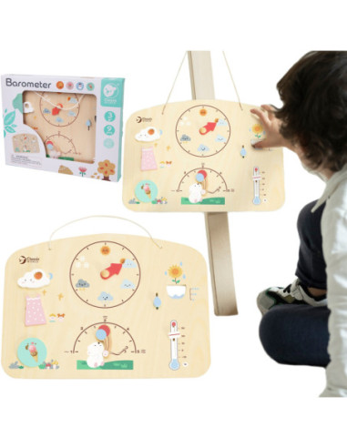 CLASSIC WORLD Tablica Edukacyjna Barometr Nauka dla Dzieci Pogoda Wiatr Temperatura 9 el.