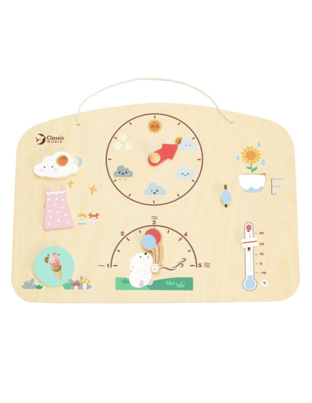 CLASSIC WORLD Tablica Edukacyjna Barometr Nauka dla Dzieci Pogoda Wiatr Temperatura 9 el.