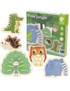 CLASSIC WORLD Wooden Lace Threading Threading Threading Animals 10 pcs.