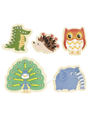 CLASSIC WORLD Drewniana Sznurowanka Przeplatanka Nawlekanka Przewlekanka Zwierzątka 10 el.