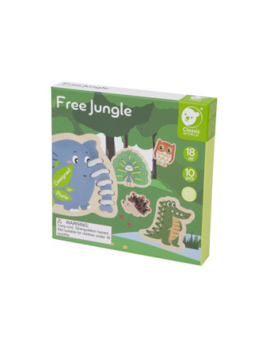 CLASSIC WORLD Drewniana Sznurowanka Przeplatanka Nawlekanka Przewlekanka Zwierzątka 10 el.