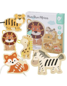 CLASSIC WORLD Wooden Laces Interlacing Threading Machine Animals Africa 10 pcs.