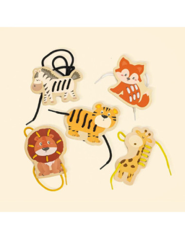 CLASSIC WORLD Drewniana Sznurowanka Przeplatanka Nawlekanka Zwierzątka Afryka 10 el.