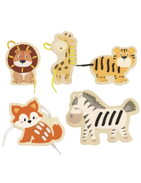 CLASSIC WORLD Drewniana Sznurowanka Przeplatanka Nawlekanka Zwierzątka Afryka 10 el.