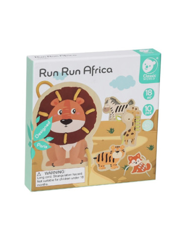 CLASSIC WORLD Drewniana Sznurowanka Przeplatanka Nawlekanka Zwierzątka Afryka 10 el.