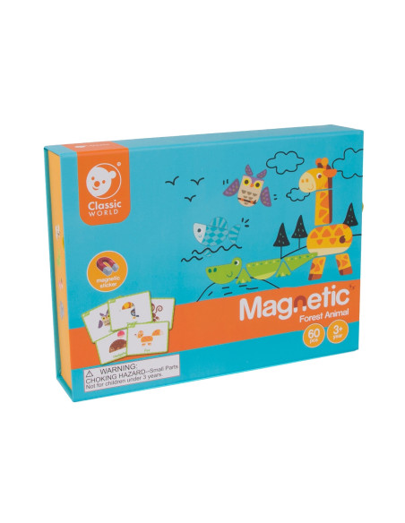 CLASSIC WORLD Układanka Magnetyczna Zwierzęta Tablica Klocki Puzzle Pamięć 60 el.