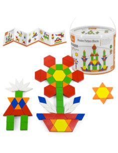 VIGA Wooden Flat Blocks in a Bucket 250 Montessori Pieces