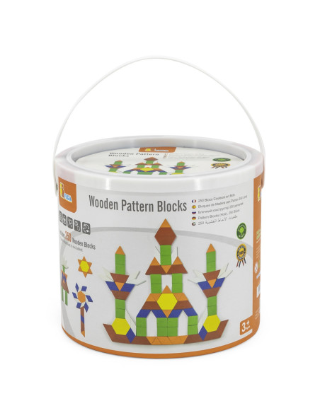 VIGA Drewniane Klocki Płaskie w wiaderku 250 elementów