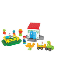 MOCHTOYS Klocki Jeżyki Pin Bricks FARMA w Kartonie 100 el. + 3 Figurki 2
