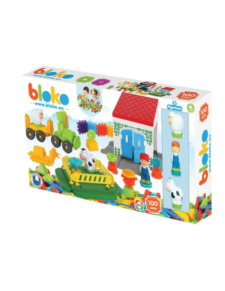MOCHTOYS Klocki Jeżyki Pin Bricks FARMA w Kartonie 100 el. + 3 Figurki