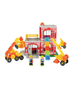 MOCHTOYS Klocki Jeżyki Pin Bricks STRAŻ POŻARNA w Kartonie 100 el. + 2 Figurki 2