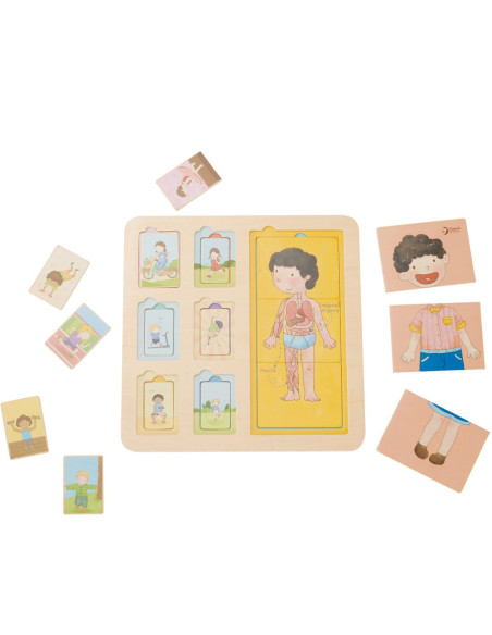 CLASSIC WORLD Tablica Edukacyjna Ciało Ludzkie Układanka Klocki Puzzle dla Dzieci Dopasuj 19 el.