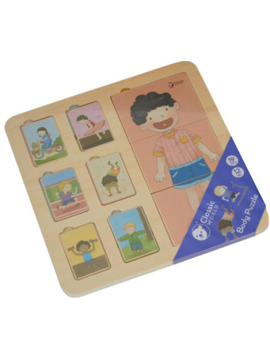 CLASSIC WORLD Tablica Edukacyjna Ciało Ludzkie Układanka Klocki Puzzle dla Dzieci Dopasuj 19 el.