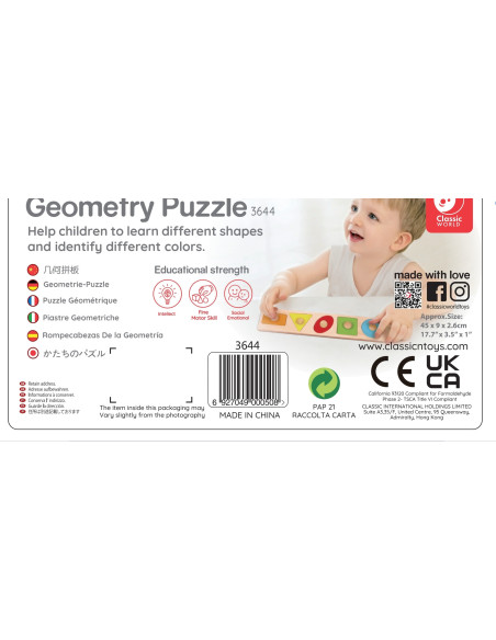 CLASSIC WORLD Układanka dla Dzieci Nauka Kształtów Figur Kolorów 7 el.