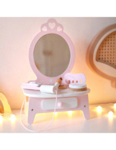 CLASSIC WORLD Drewniana Toaletka dla Dziewczynki z Lustrem + 11 akc 2