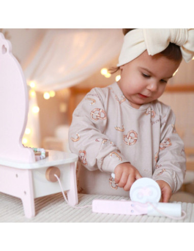 CLASSIC WORLD Drewniana Toaletka dla Dziewczynki z Lustrem + 11 akc