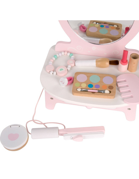 CLASSIC WORLD Drewniana Toaletka dla Dziewczynki z Lustrem + 11 akc