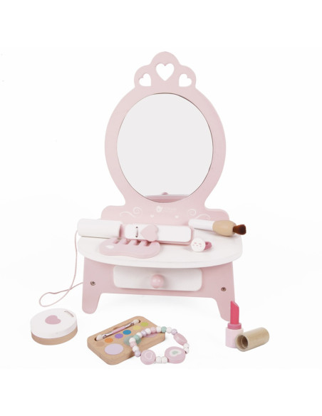 CLASSIC WORLD Drewniana Toaletka dla Dziewczynki z Lustrem + 11 akc
