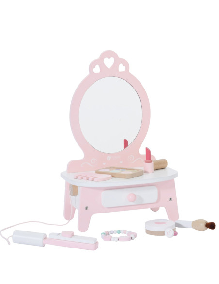 CLASSIC WORLD Drewniana Toaletka dla Dziewczynki z Lustrem + 11 akc