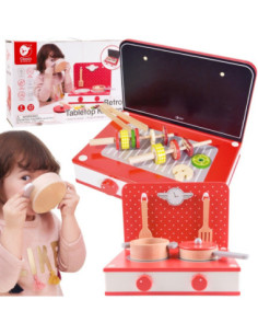 CLASSIC WORLD Drewniana Kuchnia 2w1 Grill + Kuchenka dla Dzieci 22el.