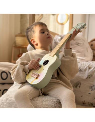 CLASSIC WORLD Drewniane Ukulele Gitara dla Dzieci Różowa